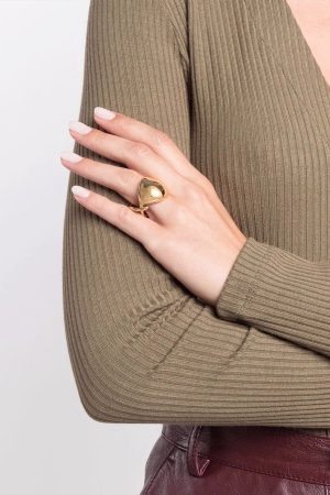 Elegant Minimalist Half-Spherical Ring - Exaggerated Design for Versatile Old Money Style, European and American Fashion