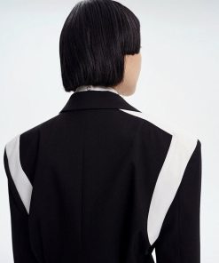 Elegant Modest Everyday Outfits, Feminine Corporate Outfit - Single Button Color Block Blazer