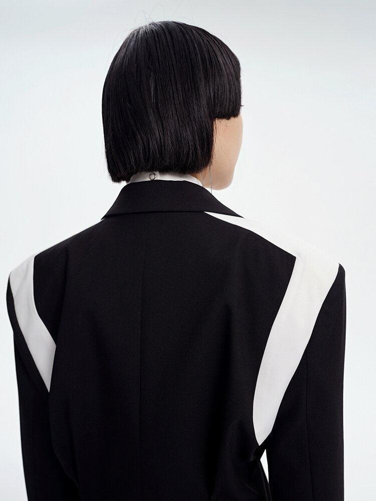 Elegant Modest Everyday Outfits, Feminine Corporate Outfit - Single Button Color Block Blazer Elegant Modest Everyday Outfits, Feminine Corporate Outfit - Single Button Color Block Blazer