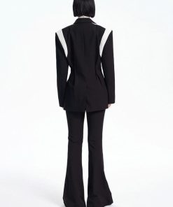 Elegant Modest Everyday Outfits, Feminine Corporate Outfit - Single Button Color Block Blazer