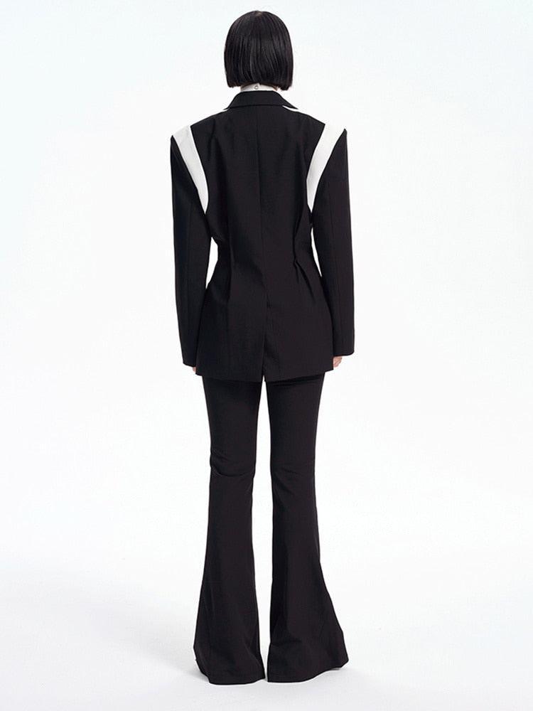 Elegant Modest Everyday Outfits, Feminine Corporate Outfit - Single Button Color Block Blazer Elegant Modest Everyday Outfits, Feminine Corporate Outfit - Single Button Color Block Blazer