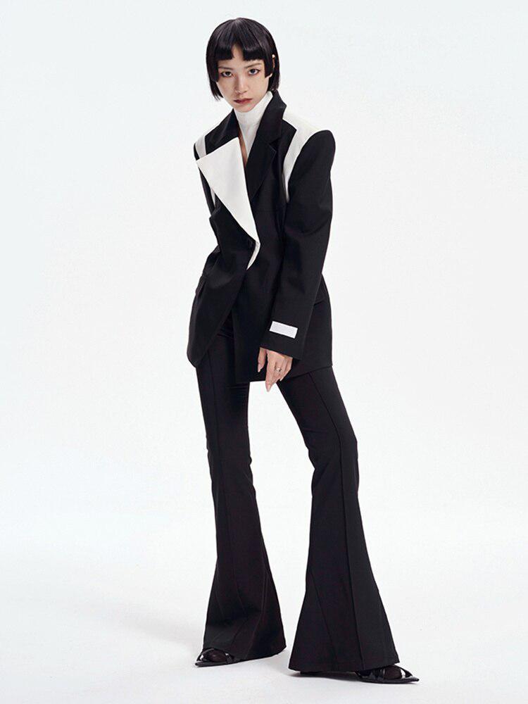 Elegant Modest Everyday Outfits, Feminine Corporate Outfit - Single Button Color Block Blazer Elegant Modest Everyday Outfits, Feminine Corporate Outfit - Single Button Color Block Blazer