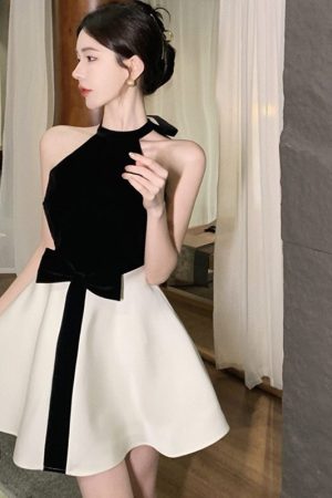 Elegant Off-Shoulder Halter Neck Party Dress - Summer 2025 Women's Hepburn Style for a Sophisticated Look