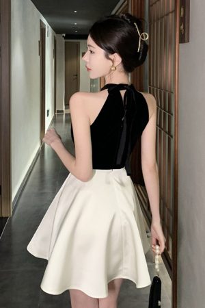 Elegant Off-Shoulder Halter Neck Party Dress - Summer 2025 Women's Hepburn Style for a Sophisticated Look