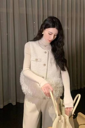 Elegant Patchwork Vest Jacket for Women - Sleeveless Short Style, Spring 2025 Fashion, Chic Layering Piece