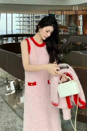 Elegant Pink Alpaca Wool Knitted Cardigan for Women, Winter Fashion, Cozy High-Quality Layering Top
