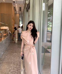 Elegant Pink Butterfly Manor Two-Piece Top and Skirt Set for Women - Summer 90s Inspired Fashion