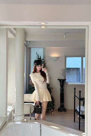Elegant Pleated Skirt for Women - Ultra Short Love Song Design, Summer Style, Designer-Inspired, Niche Fashion, Y2K Trend