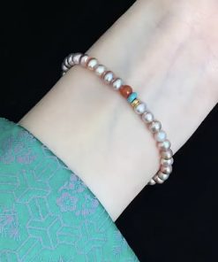 Elegant Powder Purple Pearl Necklace - High-End Retro Chinese Style Neck Chain and Bracelet for Women