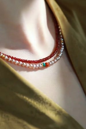Elegant Powder Purple Pearl Necklace - High-End Retro Chinese Style Neck Chain and Bracelet for Women