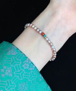 Elegant Powder Purple Pearl Necklace - High-End Retro Chinese Style Neck Chain and Bracelet for Women