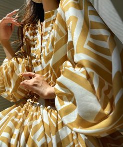 Elegant Printed Long Dress with French V-neck, Imitation Linen, Autumn Style, Vacation Ready, Boho Chic, Perfect for 90s Inspired Looks