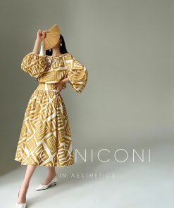 Elegant Printed Long Dress with French V-neck, Imitation Linen, Autumn Style, Vacation Ready, Boho Chic, Perfect for 90s Inspired Looks