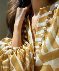 Elegant Printed Long Dress with French V-neck, Imitation Linen, Autumn Style, Vacation Ready, Boho Chic, Perfect for 90s Inspired Looks