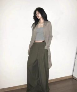 Elegant Pumpkin Wool Blend Irregular Hem Knit Cardigan - High Intelligence Old Money Style for Effortless Fall Fashion