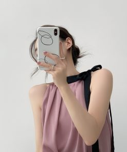 Elegant Purple Halter Camisole Top for Women - French-Style Off-Shoulder Sleeveless Vest for Summer Fashion