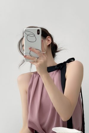 Elegant Purple Halter Camisole Top for Women - French-Style Off-Shoulder Sleeveless Vest for Summer Fashion