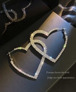 Elegant Purple Heart Drop Earrings for Women, Full Diamond Design, Trendy Korean Style Jewelry, Chic Ear Accessories