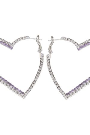 Elegant Purple Heart Drop Earrings for Women, Full Diamond Design, Trendy Korean Style Jewelry, Chic Ear Accessories