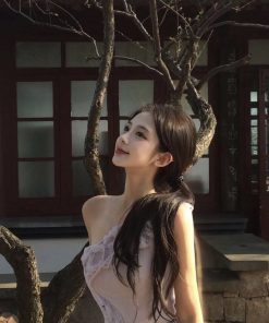 Elegant Purple Knitted Mermaid Dress with Asymmetrical Shoulder Design - Sexy Slim Fit Iris Drooping Style for Trendy Looks