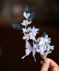 Elegant Purple Silk Embossed Hanfu Headdress Hairpin - Classical Dance Hair Accessory, Ancient Style Side Duckbill Clip for Fairy Looks