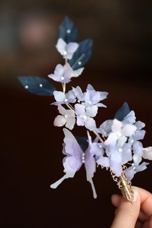 Elegant Purple Silk Embossed Hanfu Headdress Hairpin - Classical Dance Hair Accessory, Ancient Style Side Duckbill Clip for Fairy Looks
