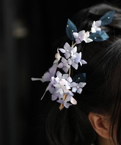 Elegant Purple Silk Embossed Hanfu Headdress Hairpin - Classical Dance Hair Accessory, Ancient Style Side Duckbill Clip for Fairy Looks