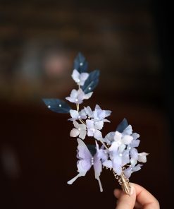 Elegant Purple Silk Embossed Hanfu Headdress Hairpin - Classical Dance Hair Accessory, Ancient Style Side Duckbill Clip for Fairy Looks