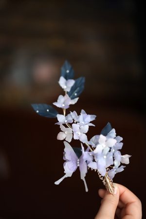 Elegant Purple Silk Embossed Hanfu Headdress Hairpin - Classical Dance Hair Accessory, Ancient Style Side Duckbill Clip for Fairy Looks