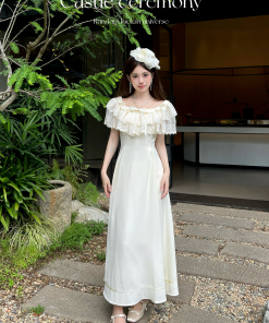 Elegant Retro Floral Lace Summer Long Dress with Cape Design - Perfect for 90s and Y2K Inspired Fashion