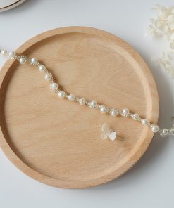 Elegant Retro Pearl Necklace for Women with Transparent Rice Beads Collar Chain - Modern French Style Jewelry