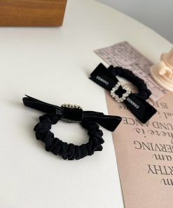 Elegant Rhinestone Bow Hair Tie for Women - High Ponytail Accessory, Autumn/Winter 2025, Chic Hair Ornament, Perfect for Daily Wear