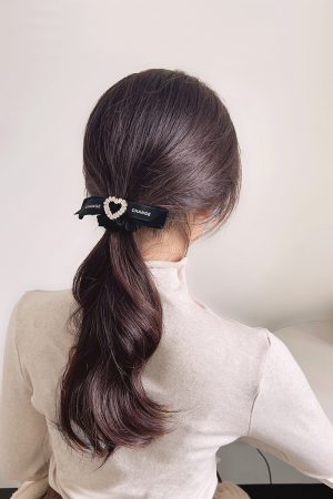 Elegant Rhinestone Bow Hair Tie for Women - High Ponytail Accessory, Autumn/Winter 2025, Chic Hair Ornament, Perfect for Daily Wear