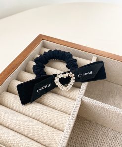 Elegant Rhinestone Bow Hair Tie for Women - High Ponytail Accessory, Autumn/Winter 2025, Chic Hair Ornament, Perfect for Daily Wear