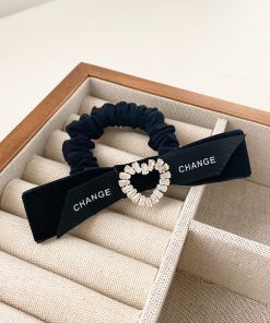 Elegant Rhinestone Bow Hair Tie for Women - High Ponytail Accessory, Autumn/Winter 2025, Chic Hair Ornament, Perfect for Daily Wear