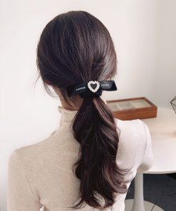 Elegant Rhinestone Bow Hair Tie for Women - High Ponytail Accessory, Autumn/Winter 2025, Chic Hair Ornament, Perfect for Daily Wear