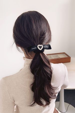 Elegant Rhinestone Bow Hair Tie for Women - High Ponytail Accessory, Autumn/Winter 2025, Chic Hair Ornament, Perfect for Daily Wear