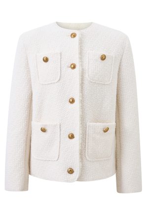 Elegant Round Neck Woolen Coat for Women - Slim Fit, Long Sleeve, Warm Autumn Winter Outerwear, Flattering Design, High-End Feel