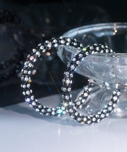 Elegant Round Rhinestone Hoop Earrings for Women, Korean & Japanese Style, High-Quality Fashion Accessories for Sophisticated Looks