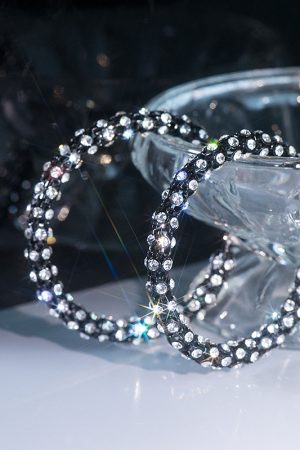 Elegant Round Rhinestone Hoop Earrings for Women, Korean & Japanese Style, High-Quality Fashion Accessories for Sophisticated Looks