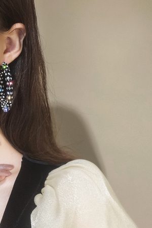 Elegant Round Rhinestone Hoop Earrings for Women, Korean & Japanese Style, High-Quality Fashion Accessories for Sophisticated Looks