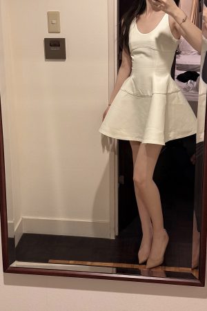 Elegant Satin Ribbon Umbrella Skirt Dress with U-Shaped Straps, Waist-Cinching Puff Princess Design for Women - Y2K Fashion