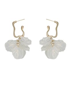 Elegant Shell Flower Drop Earrings for Women, Niche French Style Ear Clips, 2025 Trendy Design