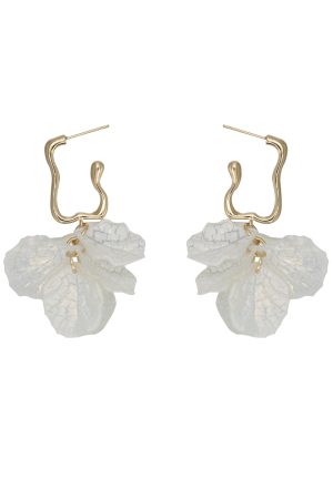 Elegant Shell Flower Drop Earrings for Women, Niche French Style Ear Clips, 2025 Trendy Design