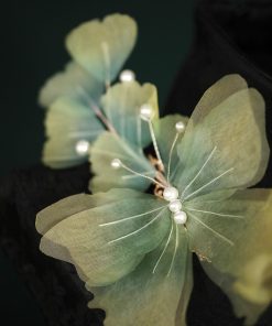 Elegant Silk Embossed Butterfly Hairpin Side Clip - Fairy-Inspired Tang Style Hanfu Hair Accessory for Girls