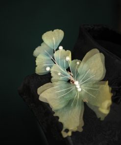 Elegant Silk Embossed Butterfly Hairpin Side Clip - Fairy-Inspired Tang Style Hanfu Hair Accessory for Girls