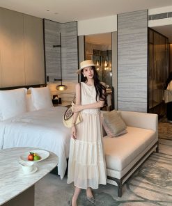 Elegant Sleeveless Long French Heavy Knit Dress for Women - Summer 90s Inspired Casual Style