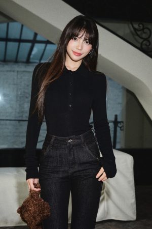 Elegant Slim-Fit Cashmere Knitted Polo Collar Top for Women - Autumn Winter Base Layer Fashion