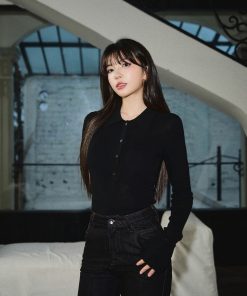 Elegant Slim-Fit Cashmere Knitted Polo Collar Top for Women - Autumn Winter Base Layer Fashion