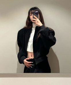 Elegant Slim-Fit Corduroy Suit for Women - Short Jacket & Casual Long Pants - Stylish 90s-Inspired Outfit, Perfect for Chic Occasions